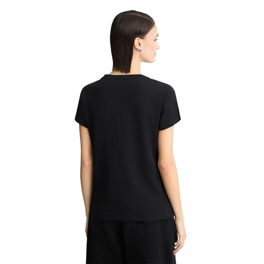 T-shirt manica corta da donna con logo e strass Liu Jo | TA5170JS923M9121